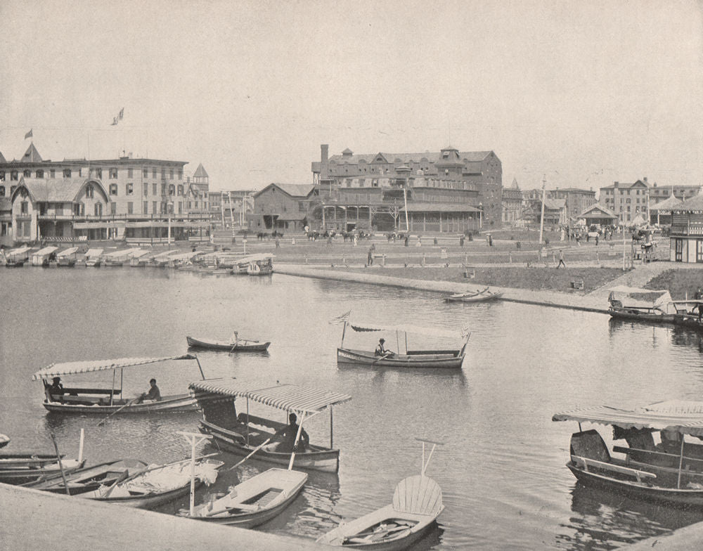 Wesley Lake, Asbury Park, New Jersey 1895 old antique vintage print picture